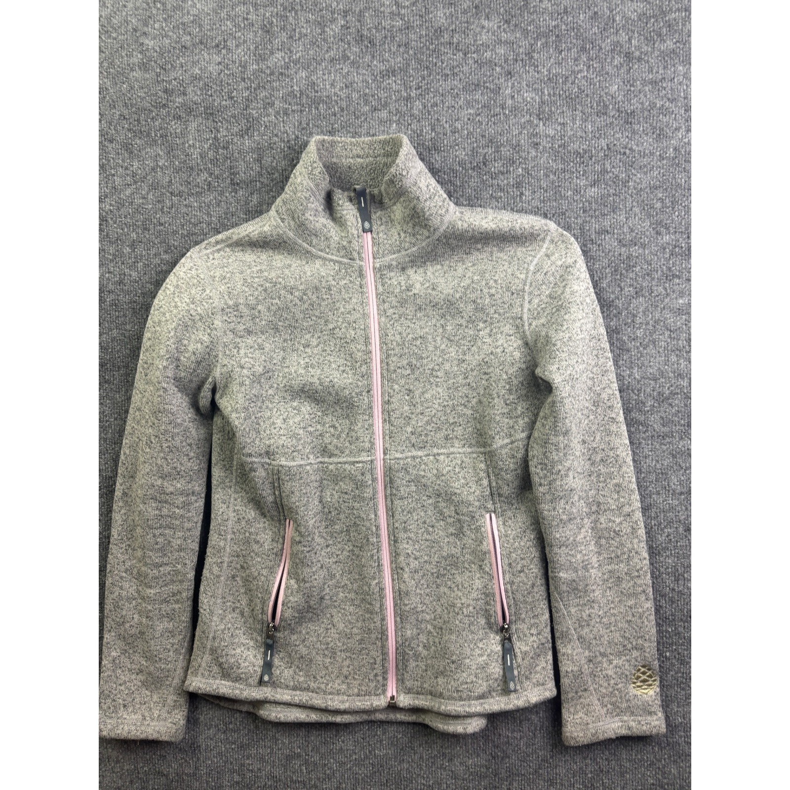 Stio Fleece Jacket Womens Small Grey Pink Full Zip Sweetwater Sweater Coat